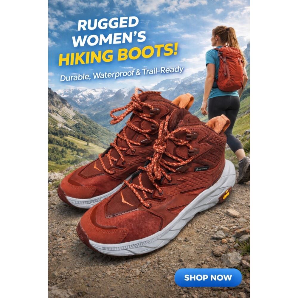 Hoka One One Women's Hiking Boots Red Waterproof Trail Shoes Size 5.5